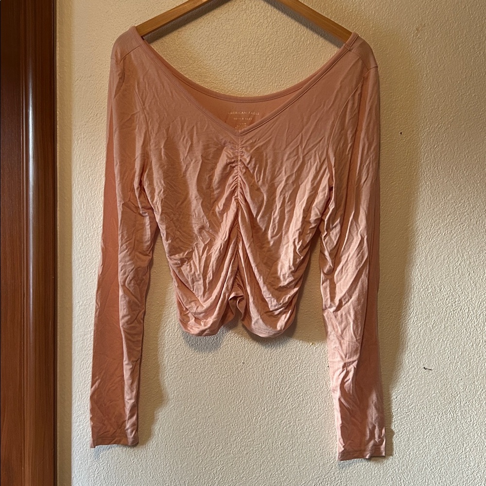 American Eagle Outfitters Soft Pink V-Neck Top